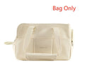 Cream pet dog hand messenger bag with front divider pocket and zipper closures