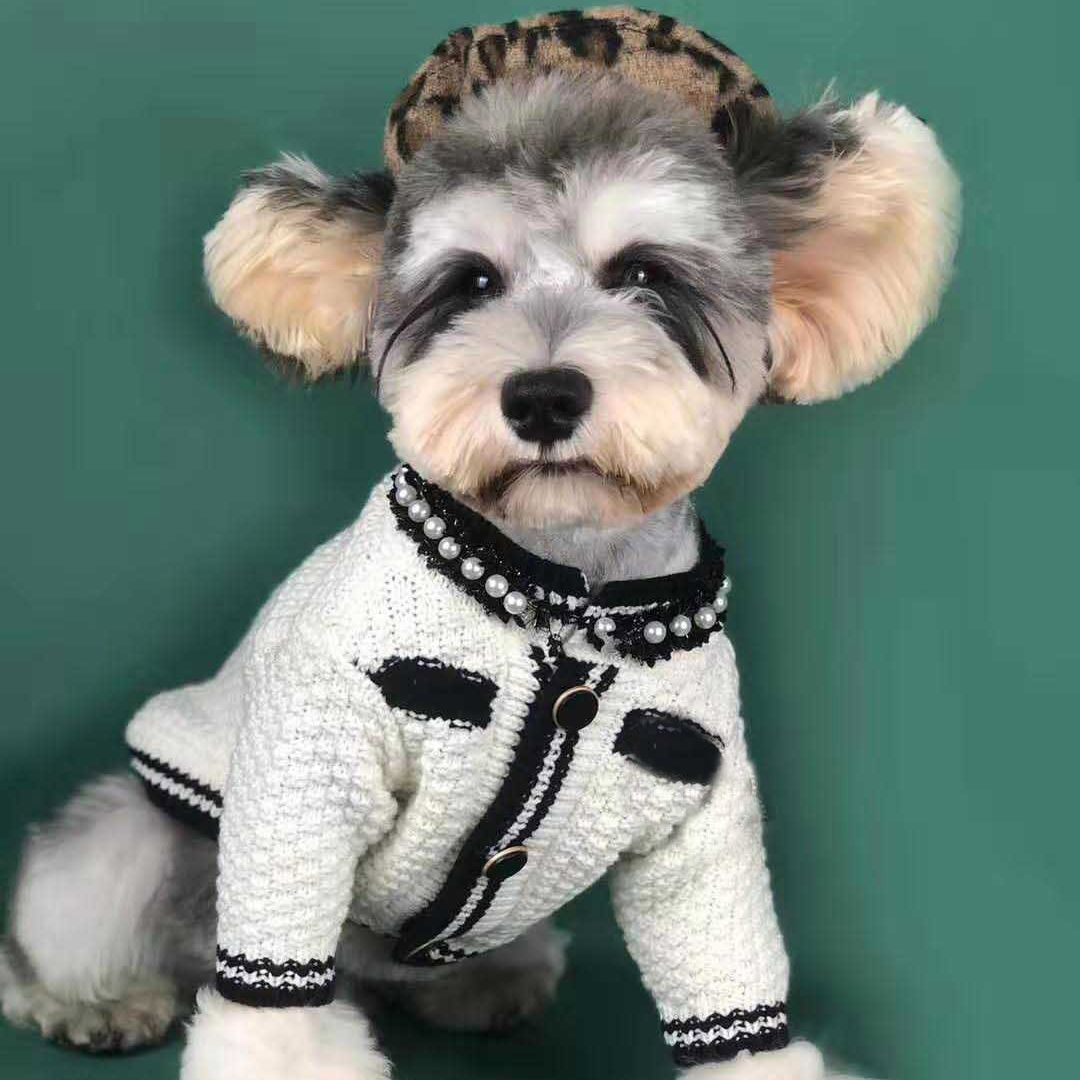 Pet sweater kint fashion cardigan Fursace Luxury Dog Plush Toy - White Red Squeaky | Cookies Wagging Friends Boutique Cookies Wagging Friends Boutique