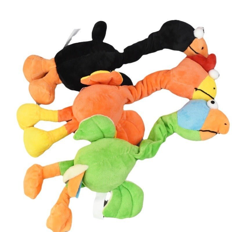 Assorted colored bite-resistant dog plush toy set, long tangled legs and round heads