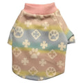 Pastel ombre dog shirt with paw-print pattern, short sleeves and ribbed collar