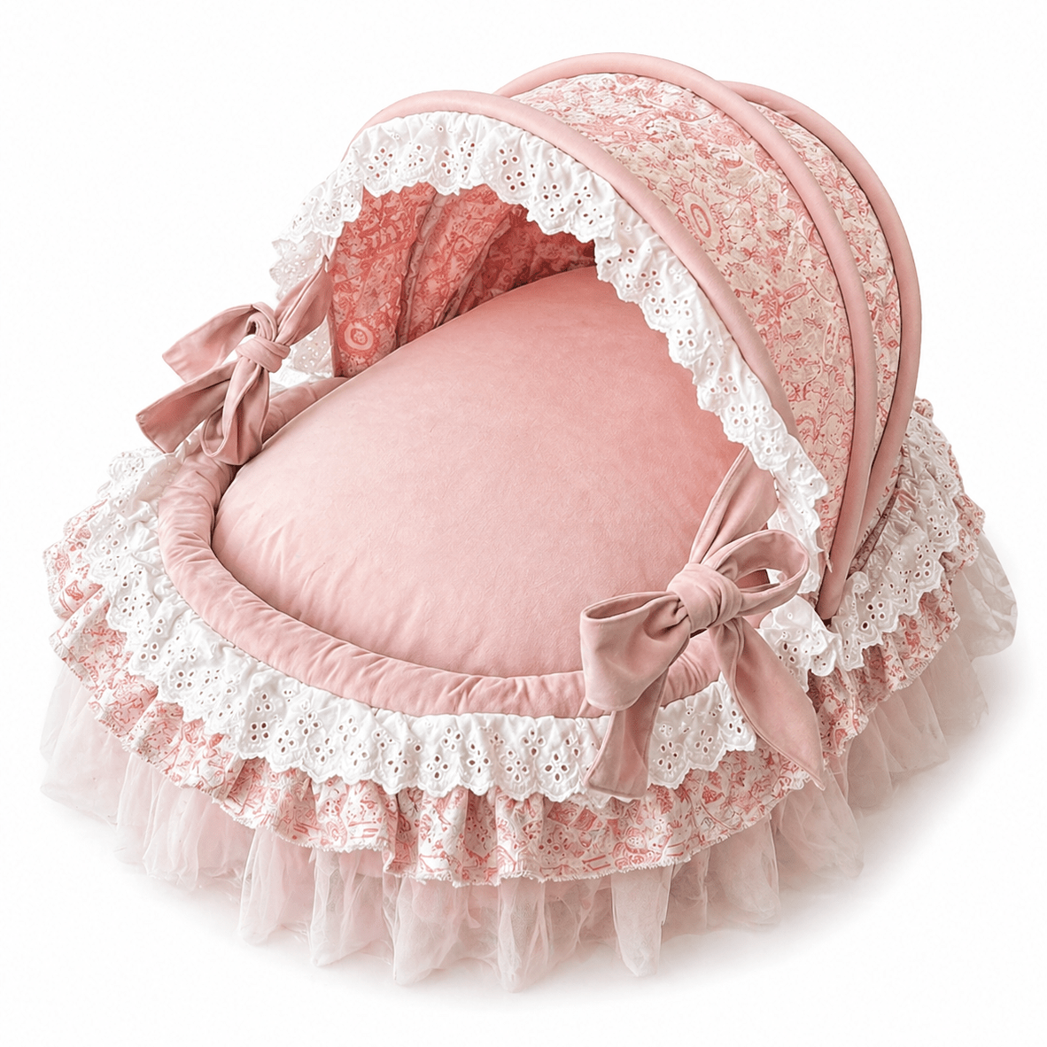 Pink Princess Canopy Dog Bed with Cushion Fursace Luxury Dog Plush Toy - Red Squeaky | Cookies Wagging Friends Boutique Cookies Wagging Friends Boutique