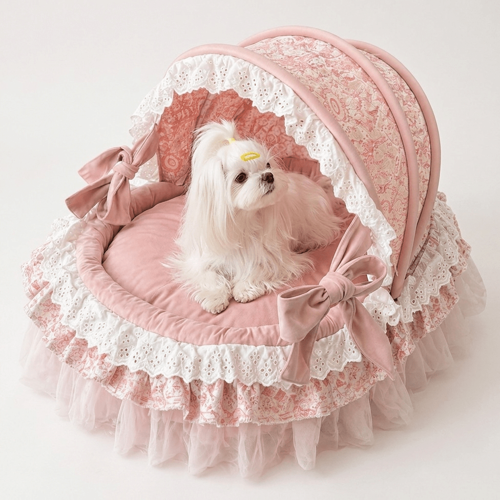 Pink Princess Canopy Dog Bed with Cushion Fursace Luxury Dog Plush Toy - Red Squeaky | Cookies Wagging Friends Boutique Cookies Wagging Friends Boutique