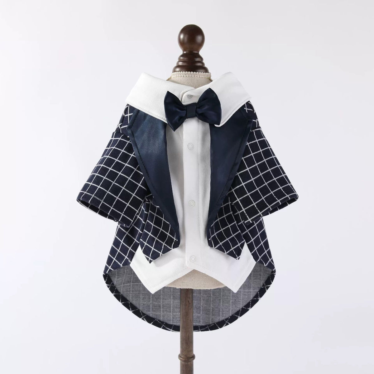 Plaid Tuxedo Dog Suit Outfit with Shirt Bow Tie(Layered-look) Fursace Luxury Dog Plush Toy - S Red Squeaky | Cookies Wagging Friends Boutique Cookies Wagging Friends Boutique