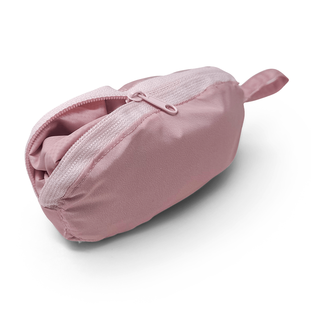 Pink compact pet raincoat pouch with zipper closure