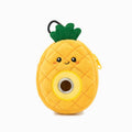 Pineapple-shaped pet waste bag dispenser pouch with smiling face and green leaf cap