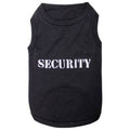 Black dog T-shirt with embroidered SECURITY lettering on front