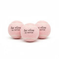 Blush plush tennis ball set of 3 with 'fur elise' and 'SO FETCH!' print