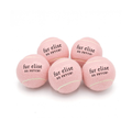 Blush plush dog tennis balls (5-pack) with 'fur elise' and 'so fetch!' text