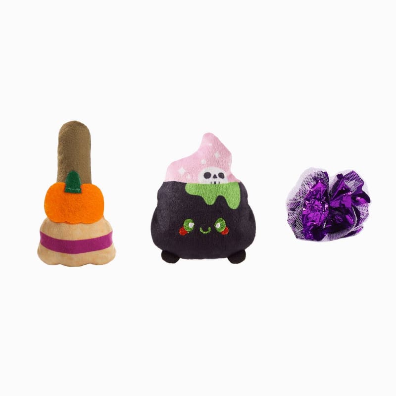 Spooky Cats Witch's Brew Halloween Cat Toy Set - 3 Pc Fursace Luxury Dog Plush Toy - Red Squeaky | Cookies Wagging Friends Boutique Cookies Wagging Friends Boutique