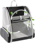 Black pet bubble backpack carrier with front mesh window and side storage pockets