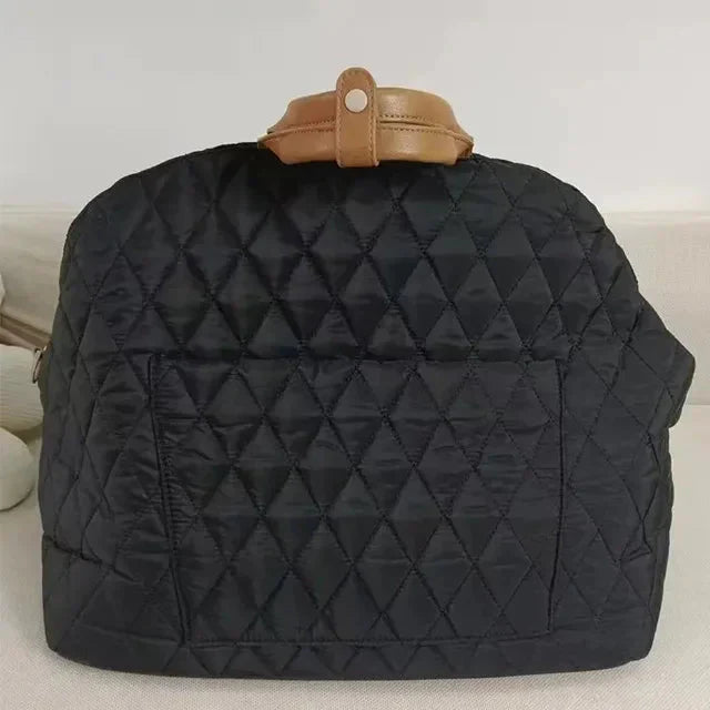 The Verona Luxe Carrier - Quilted Designer Pet Tote Fursace Luxury Dog Plush Toy - BK Red Squeaky | Cookies Wagging Friends Boutique Cookies Wagging Friends Boutique