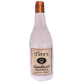 Cream Toto's Pawdka squeak plush bottle dog toy with brown cap and stitched label