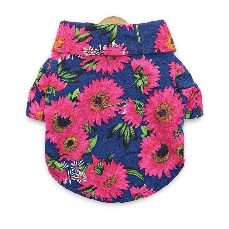 Tropical Floral Beach Hawaii Dog Shirt Fursace Luxury Dog Plush Toy - Blue Pink Floral Red Squeaky | Cookies Wagging Friends Boutique Cookies Wagging Friends Boutique