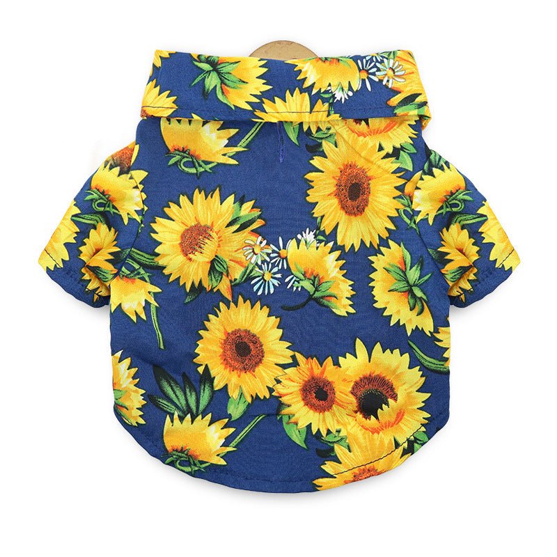 Tropical Floral Beach Hawaii Dog Shirt Fursace Luxury Dog Plush Toy - Blue Sunflower Red Squeaky | Cookies Wagging Friends Boutique Cookies Wagging Friends Boutique