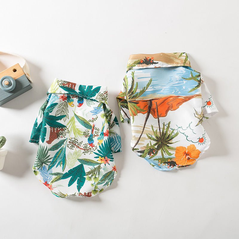 Tropical Hawaiian Dog Beach Shirt Fursace Luxury Dog Plush Toy - Green Red Squeaky | Cookies Wagging Friends Boutique Cookies Wagging Friends Boutique