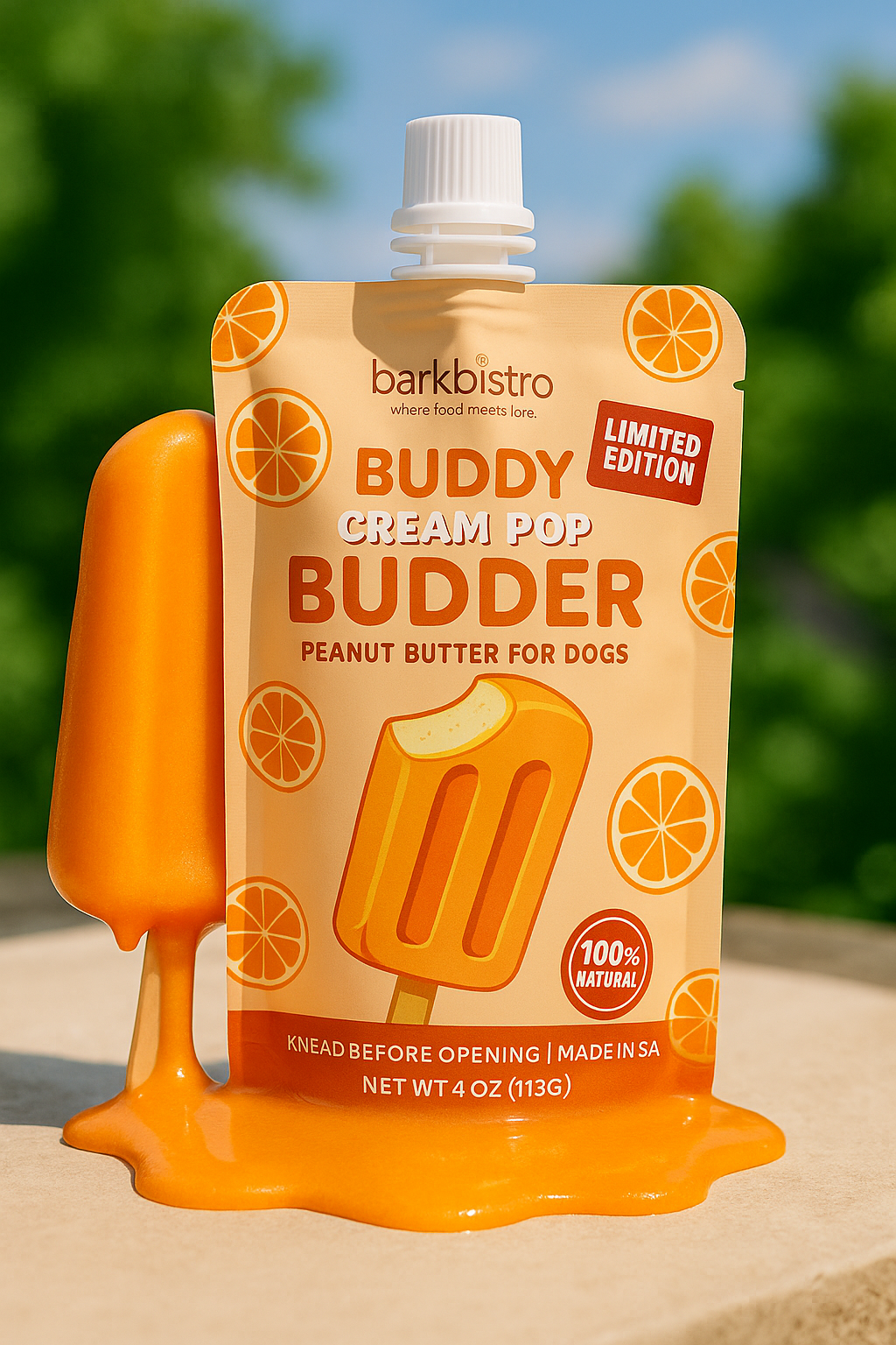 LIMITED EDITON Orange Cream Pop Buddy Budder - 100% All Natural Dog Peanut Butter