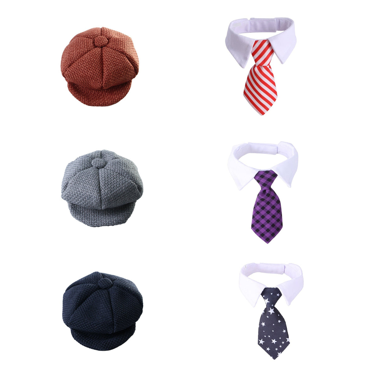 Vintage Flat Cap & Tie Set for Dogs and Cats Gentleman Pet Costume Accessories Fursace Luxury Dog Plush Toy - Blue Red Squeaky | Cookies Wagging Friends Boutique Cookies Wagging Friends Boutique
